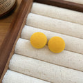 Round Flocked Fabric Stud Earrings In Four Colors For Distinctive Statement Styling view 6