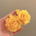 Large Layered Rose Flower Statement Stud Earrings Statement Jewelry Pair view 6