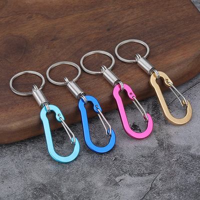 Four colored spring-coil carabiner key rings