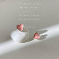 Silver Tone Pink Heart Mini Stud Earrings For Women view 1