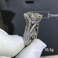 Silver Tone Six Prong Round Stone Split Shank Ring view 4
