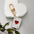 Gold Tone Enamel Heart and Spade Playing Card Clip Keychains view 3