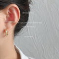 Thick Smooth C Shape Hoop Stud Earrings Gold Silver view 3