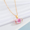 Gold Tone Faceted Crystal Evil Eye Pendant Necklaces in Four Colors view 2
