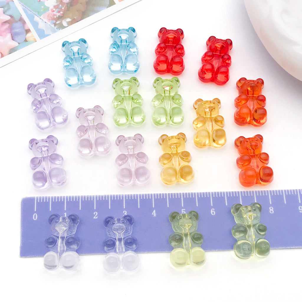12x19mm Transparent Acrylic Bear Charm Pendant for DIY Bracelet Necklace Earring Keychain Making