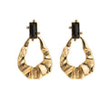 Green Baguette and Blue Round Hammered Gold Dangle Earrings view 5