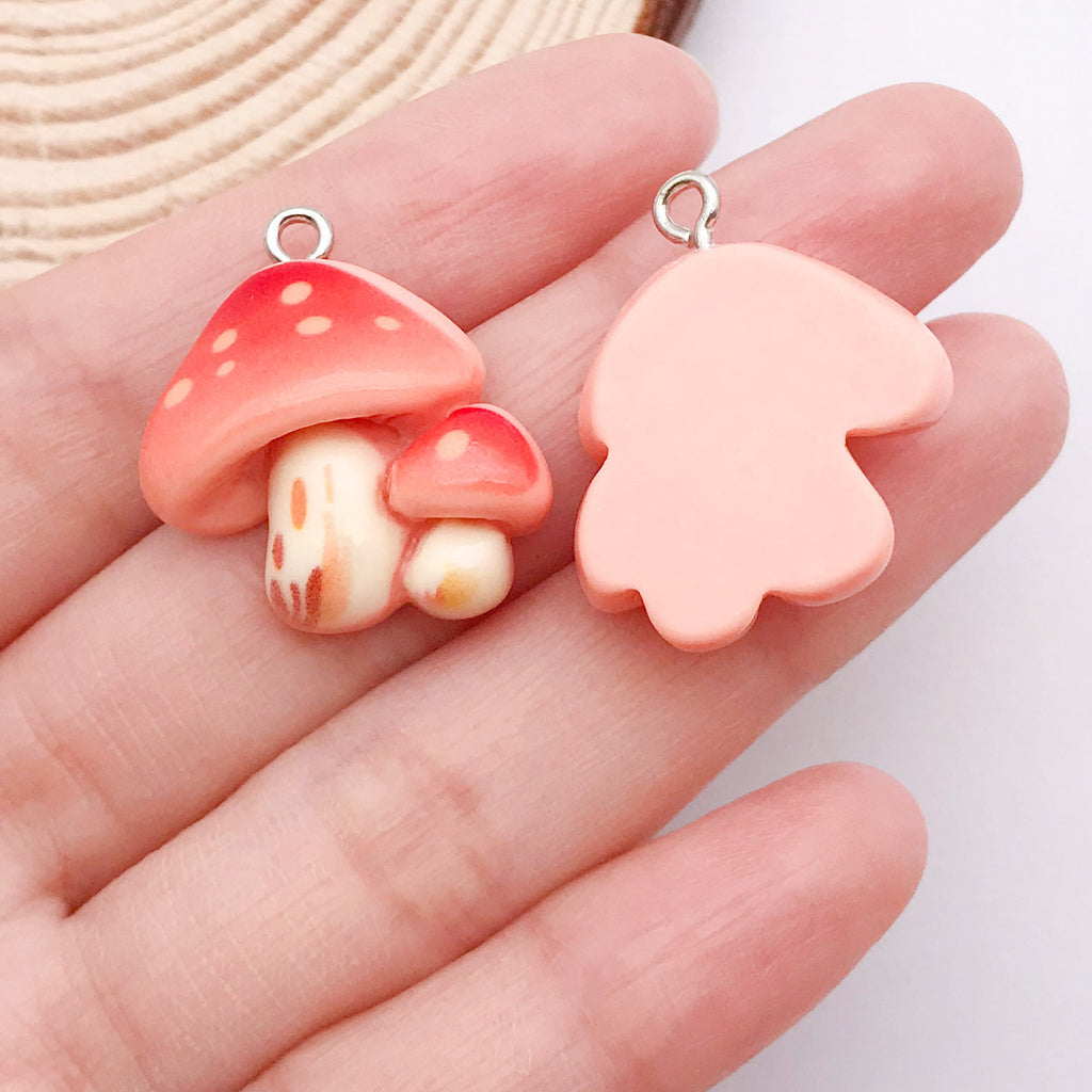 Resin Cartoon Mushroom Charm Pendant for DIY Necklace Phone Strap Keychain