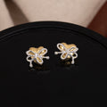 Crystal Look Bow and Heart Gold Small Stud Earrings view 2