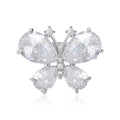 Clear Crystal Butterfly Brooch In Two Metal Tones With Polished Metal Detail view 1
