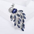 Large Cascading Crystal Peacock Brooch in Three Colors view 2