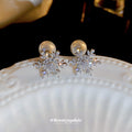 Silver Tone Crystal Snowflake Stud Earrings Decorative Jewelry view 4