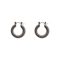 Crystal Pave Rounded Hoop Earrings in Three Sizes and Tones view 5