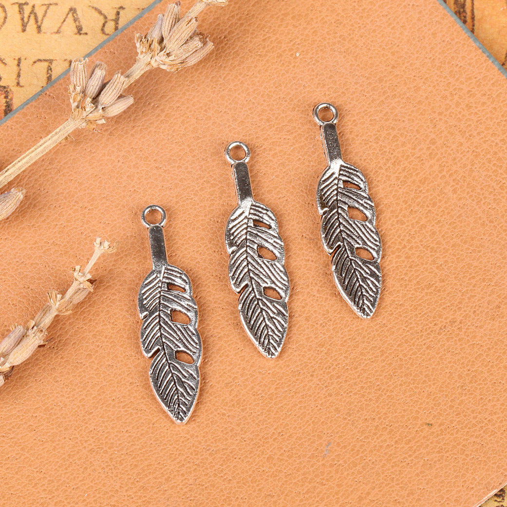 Vintage Alloy Feather Wing Keychain Charm Pendant