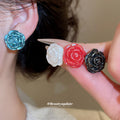 Pearl Rose Flower Stud Earring Sets Pastel Bold Colors view 2