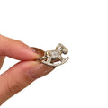 Gold Silver Rocking Horse Open Ring Crystal Pave Accents view 5