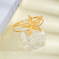 Gold and Silver Starfish Open Upper Arm Statement Cuffs view 6