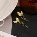 Butterfly Fine Chain Tassel Stud Earrings in Gold and Silver view 6