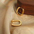 Gold Polished Oval U-Shape Huggie Hoop Earrings Three Sizes view 2