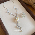 Silver Shell Spiral Pearl Necklace Shell Rose Ring view 4