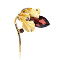 Tulip Flower Metal Brooch with Dark Faceted Petals and Crystal Accents view 5