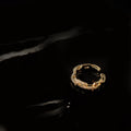 Gold-Tone Pavé CZ Chain Link Open Adjustable Ring Band view 4