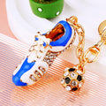 Jeweled Badminton Racket Keychain with Pearl and Bell Dangles view 4