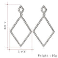 Silver Tone Open Diamond Crystal Geometric Crystal Metal Dangle Earrings view 2