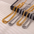 Gold Steel Knotted Double Snake Chain Necklace Bracelet Set view 2