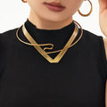 Gold S Shape Open Rod Choker Collar Necklace Piece view 2