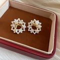 Pearl-Look Bow Stud Earrings in Two Gold Tone Designs view 6