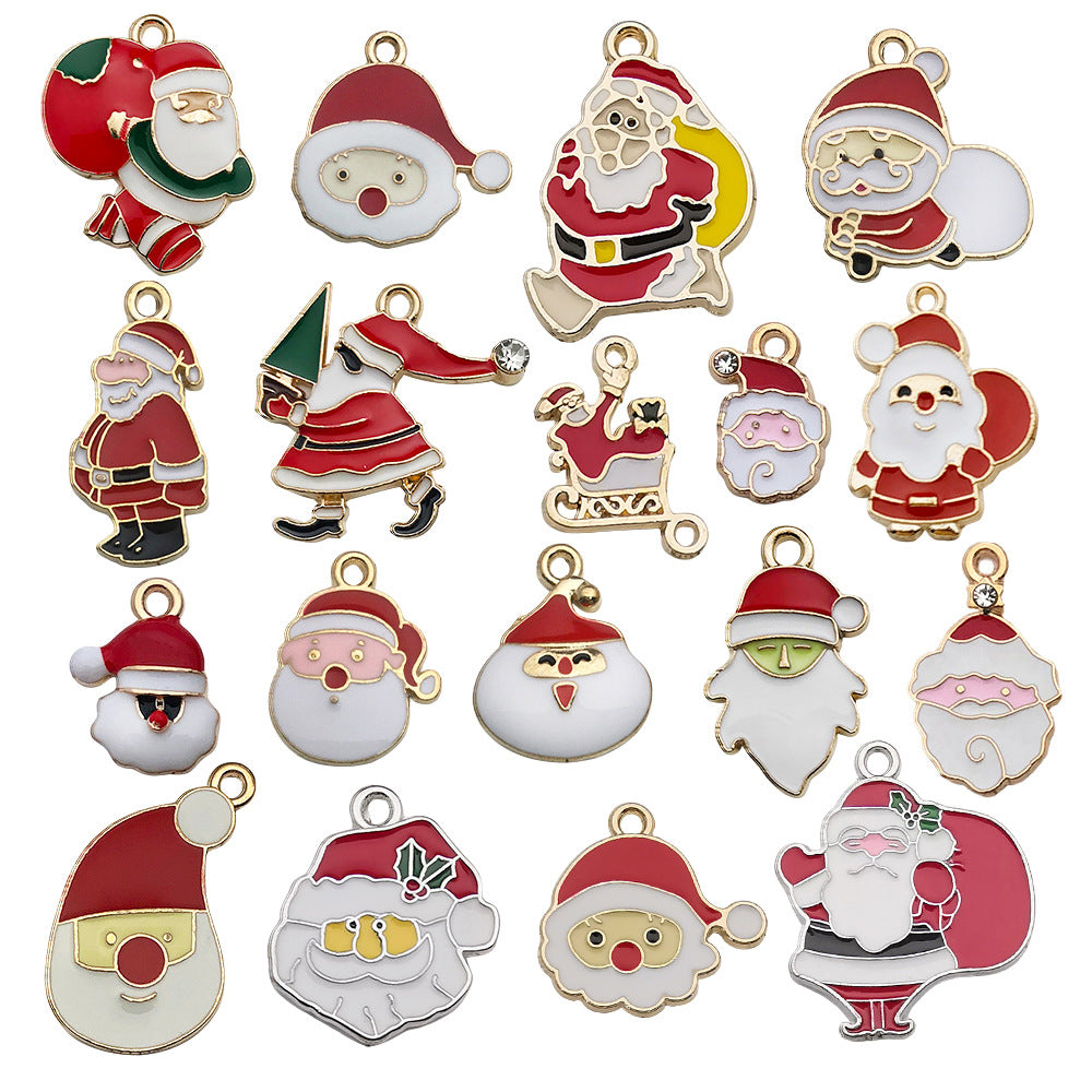 Enamel Zinc Alloy Santa Claus Reindeer Tree Snowflake Charm Pendant for Christmas Jewelry