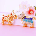Pearl Dog Keychains in Pink and Blue with Gold Tone Rings and Clasps view 4