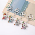 Rhinestone Koala Mother Baby Keychain Silver Clasp 4 Colors view 1
