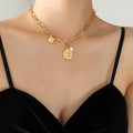 Gold Paperclip Bee Coin Pearl Pendant Necklace Chain view 4
