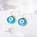 Gold Tone Round Resin Evil Eye Hook Earrings in Six Colors view 3