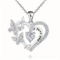 Silver Tone Heart Butterfly Pendant Necklace I Love You Engraved view 5