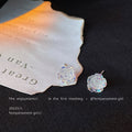 Clear Iridescent Rose Flower Stud Earrings Two Sizes view 3
