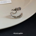Silver-Tone Double Leaf Textured Ear Cuff Fashion Jewelry view 2