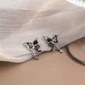 Black Butterfly Star and Cross Asymmetrical Stud Earrings view 2