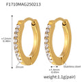 Small Gold Zircon Hoop Earrings Multicolor Clear Stainless Steel view 7