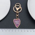 Four Purple Pink and Red Printed Heart Metal Clasp Keychain Designs view 3