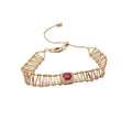 Silver Gold Oval CZ Ladder Bracelets Blue and Magenta view 5
