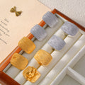 Wavy Texture Square Statement Rings And Stud Earrings Set view 4