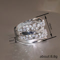 Silver Multi Band Geometric Clear Stone Ring Sizes 6-10 view 4