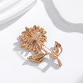 Yellow Gold Tone Sunflower Crystal Enamel Two Designs Metal Brooch Pin view 3