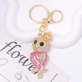 Rhinestone Owl Keychain Gold Crown Crystal Animal Charm view 7