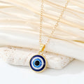 Round Blue Evil Eye Pendant Necklaces in Gold and Silver Tone Sizes view 7
