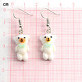 Miniature Flocked Bow Bear Hook Earrings in Four Colors view 4