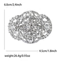 Openwork Oval Rhinestone Brooch Silver Gold Blue Brown Pin view 8