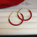 Red Hoop Earrings In Seventeen Rounded Square And Twisted Styles view 9